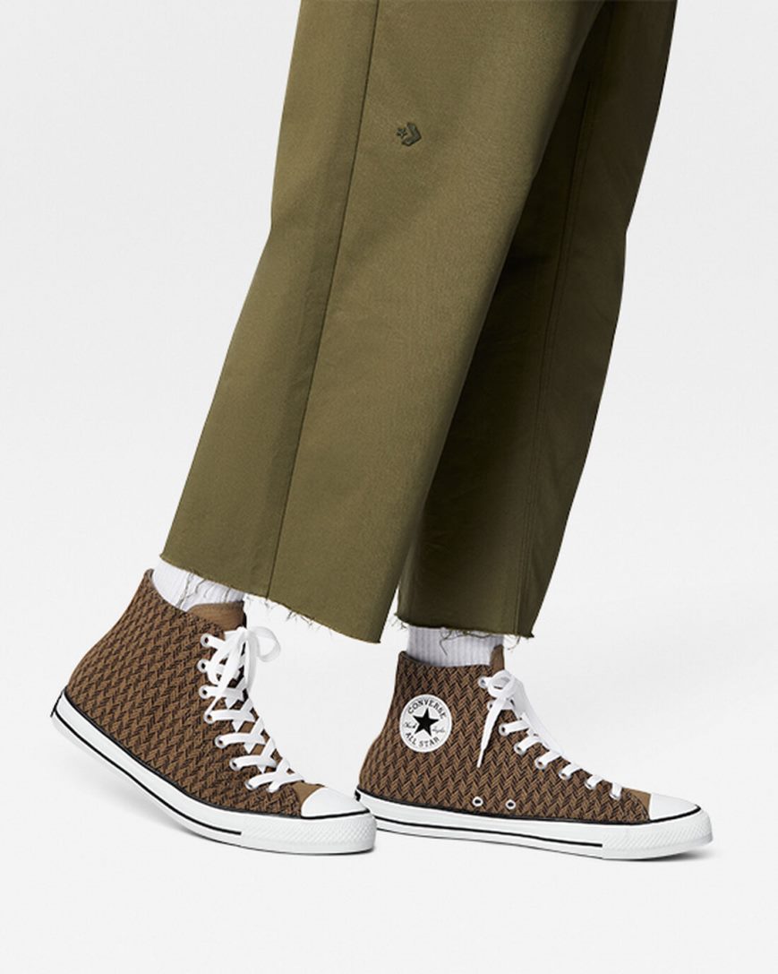 Tenisky Vysoke Converse Chuck Taylor All Star Herringbone Panske Hnede Biele | SK PF115I7